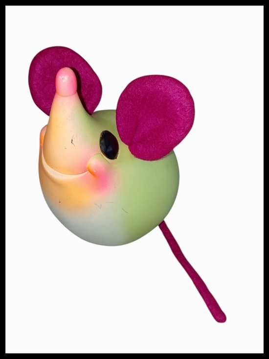 Other - Vintage Mouse Coin Bank - Lime Green & Magenta